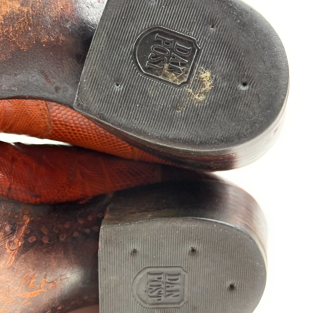 Dan Post Mens 9.5 D Snakeskin Leather Brown Exotic Western Cowboy Boots w/ Bag - Picture 14 of 16